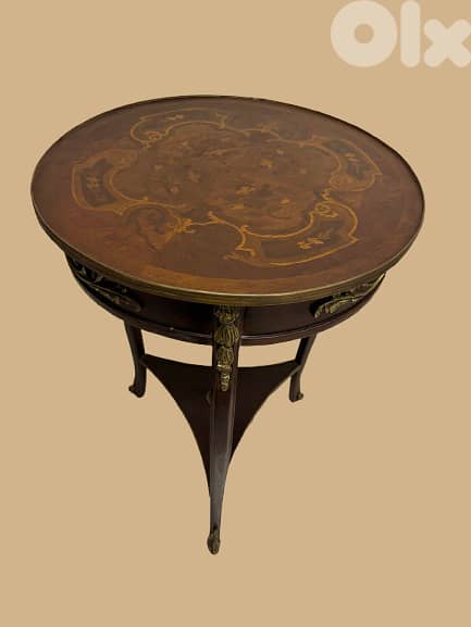 Vintage Table with Brass Accents 2