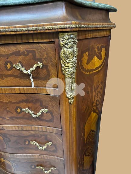 Marquetry Tallboy with Marble Top 5