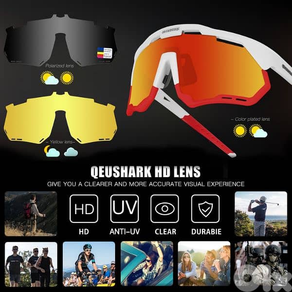 QUESHARK bicycle sunglasses 7