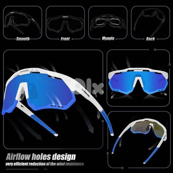 white blue queshark cycling glasses 2