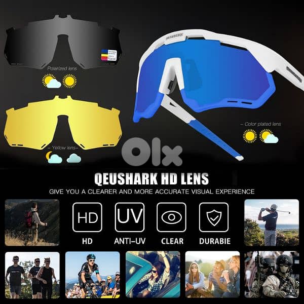 white blue queshark cycling glasses 3