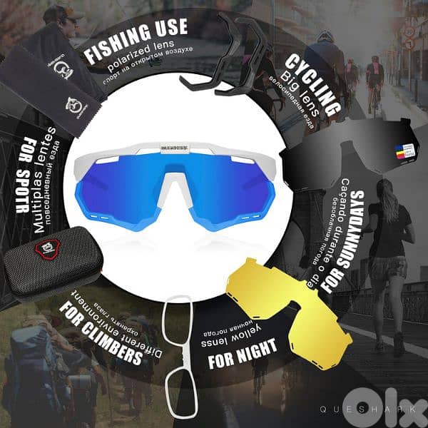 white blue queshark cycling glasses 4