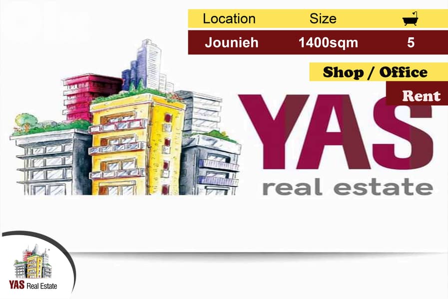 Jounieh 1400m2 | Shop/Office | Rent | Accessible | Two Floors | EH | 0