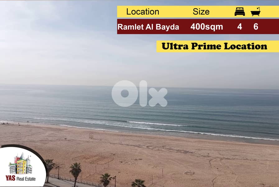 Ramlet Al Bayda 400m2 | Ultra prime location | Sea View | PA | 0