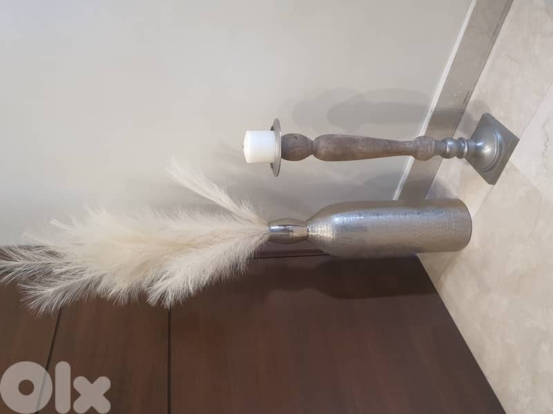 4 pieces Big silver vase + candle holder شمعدان 0