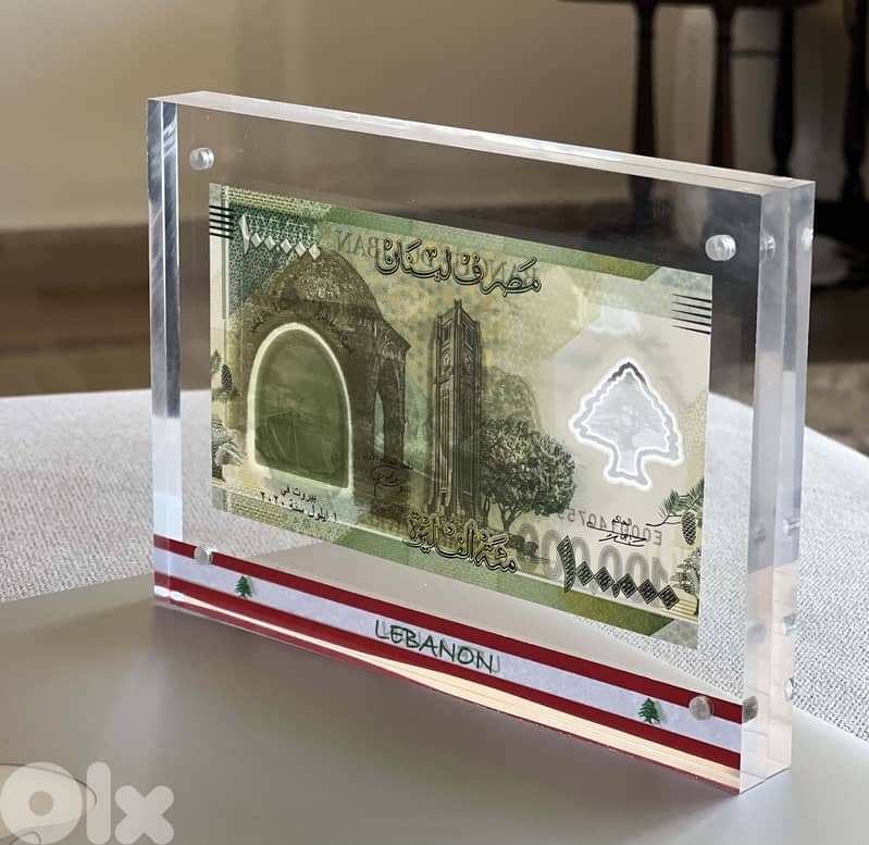 BEST GIFT lebanon, 100000 or 10000 in Plexi ليرة لبنان عملة 0