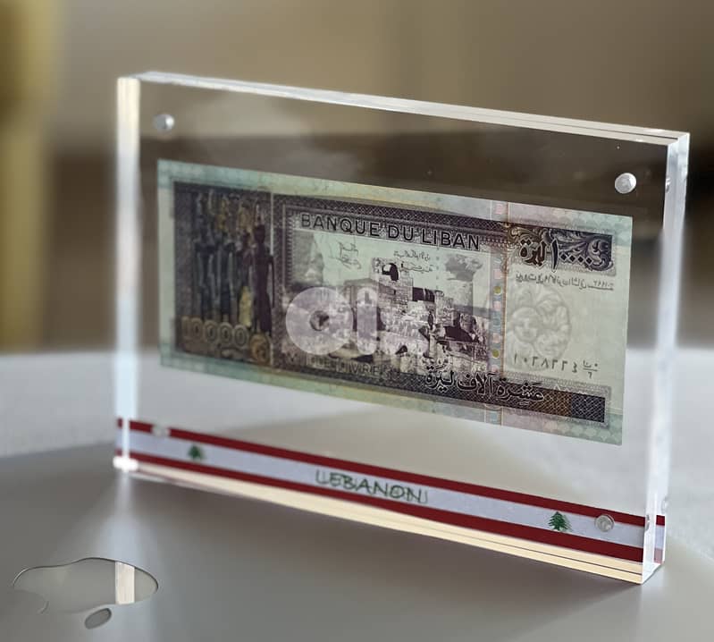 BEST GIFT lebanon, 100000 or 10000 in Plexi ليرة لبنان عملة 4