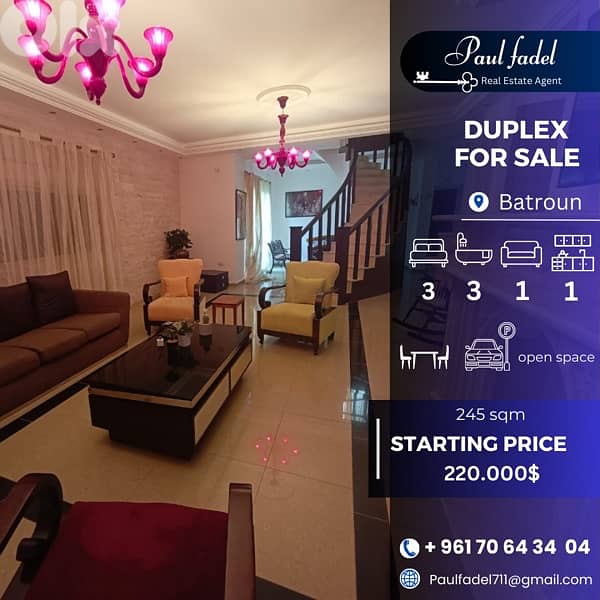 duplex for sale located batroun !! 0