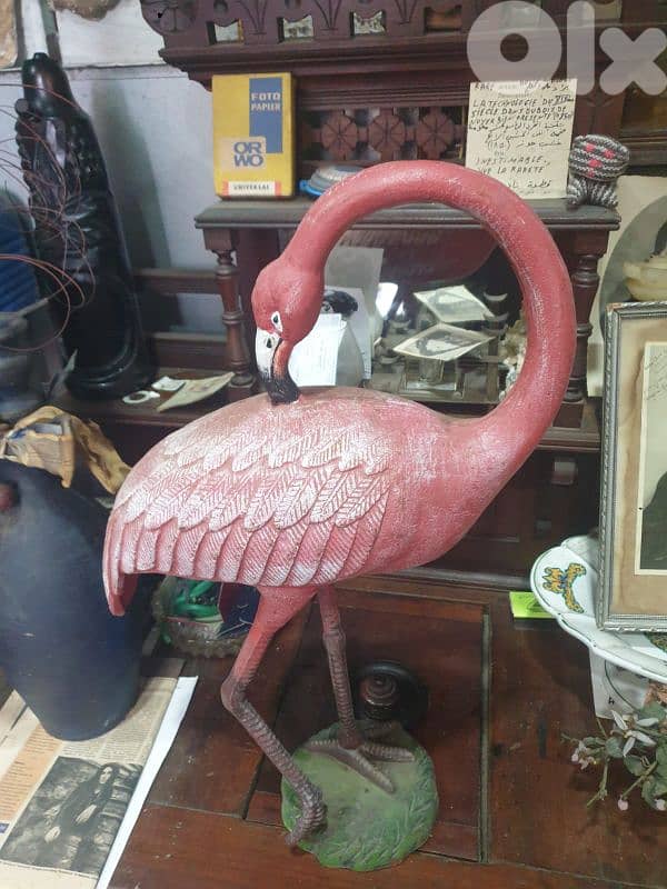 pink flamingo bird yard decor, in excellent condition, 0