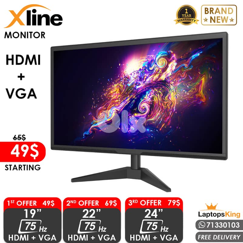 XLINE MONITORS OFFERS 75HZ 0