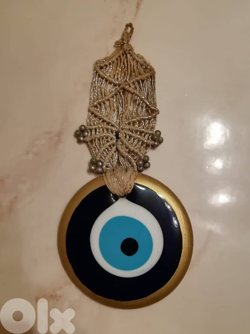 Blue Evil eye glass & ceramic 14 cm diameter Home decoration 1