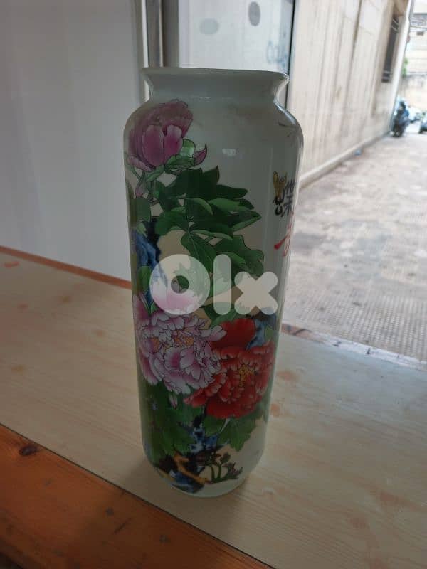 Antique Chinese Calligraphy Porcelain Vase 0