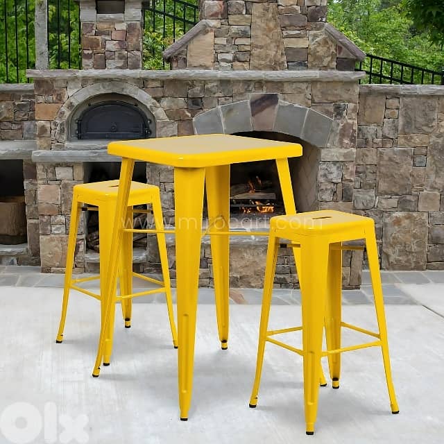 High Metal Bar Stools, 30” Stackable Vintage Chairs in Trendy Colors 0