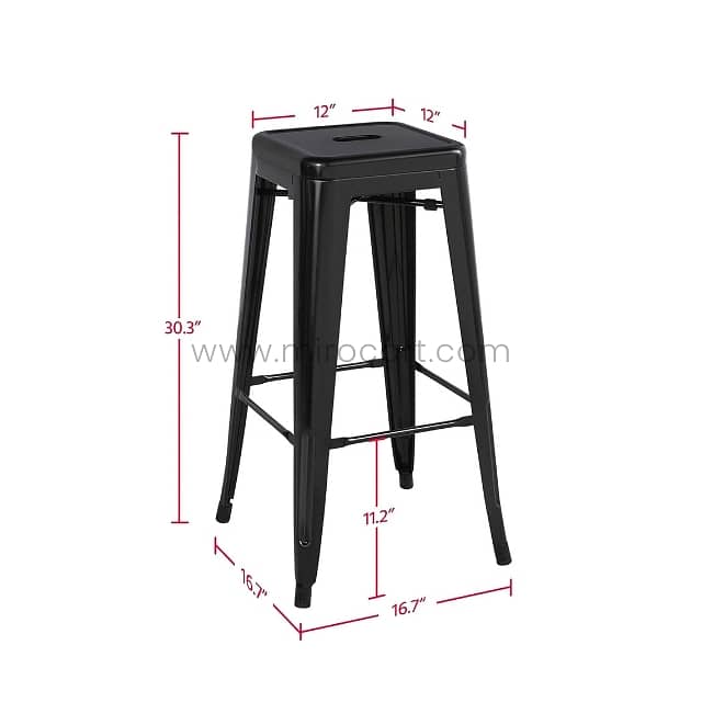 High Metal Bar Stools, 30” Stackable Vintage Chairs in Trendy Colors 11