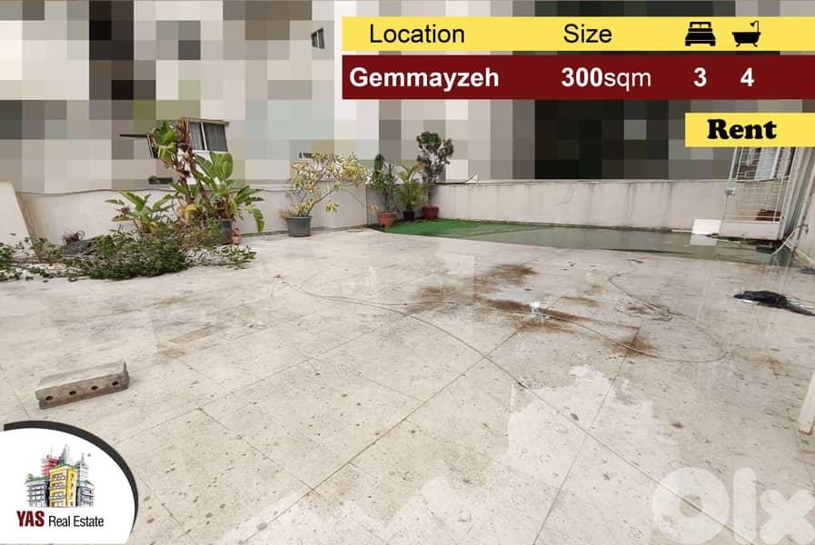 Gemmayzeh 300m2 | 150m2 Terrace | Rent | Excellent Condition | AA/AC 0