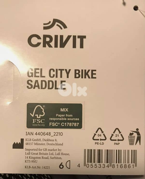 Crivit Airflow Bike Seat Wide Gel City Saddle - Unisex/3$ delivery 3