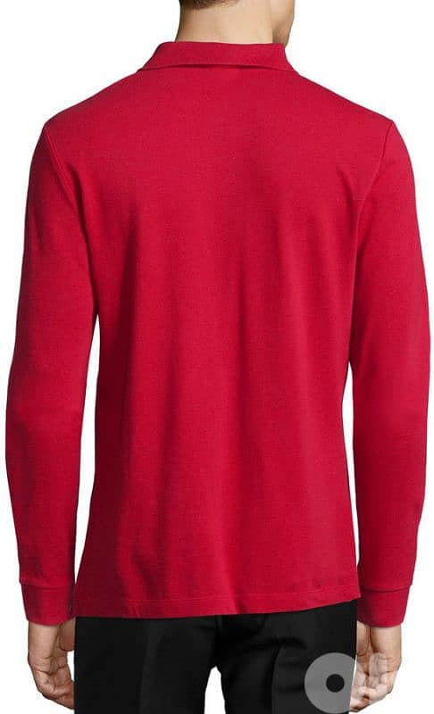 Burberry Men Long Sleeve Burgundy Polo Shirt 1