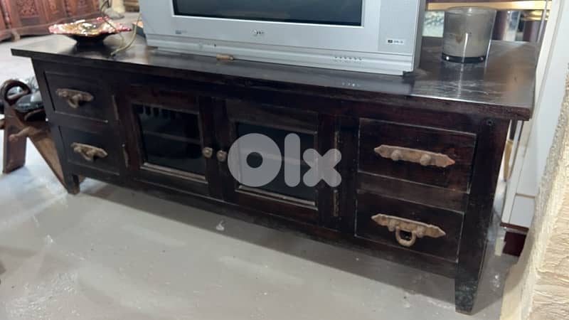 solid wood teak tv table 0