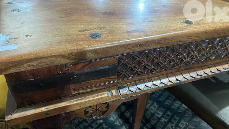 dining table teak solid wood with 6 chairs 2