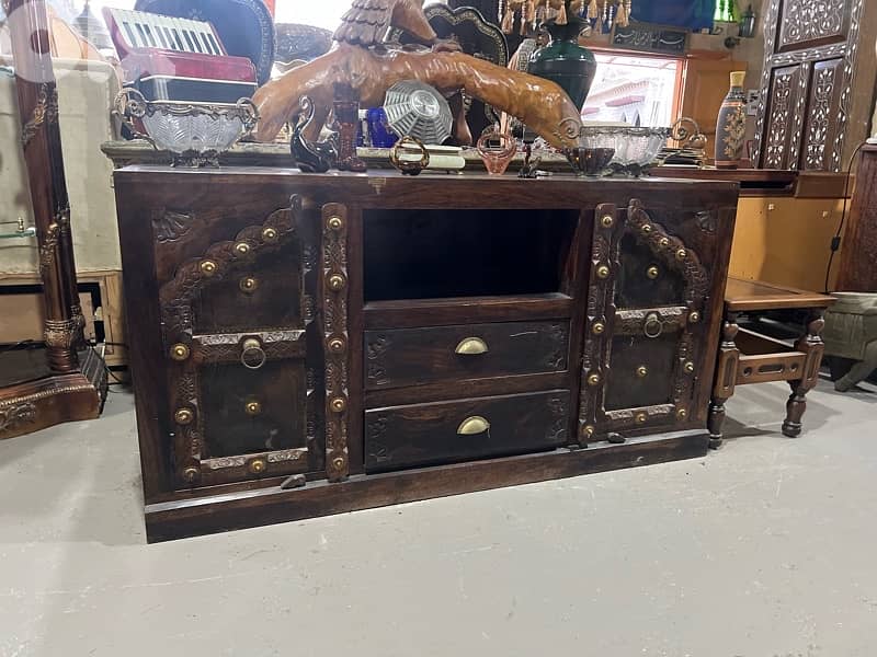 solid wood teak tv table 0