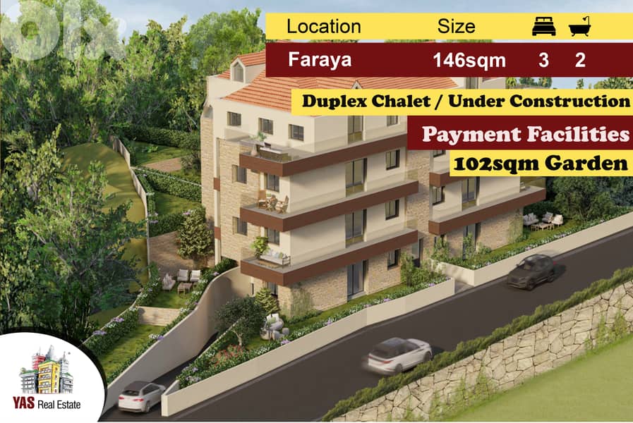 Faraya 146m2 | 102m2 Garden|Under Construction |Payment Facilities|DA 0