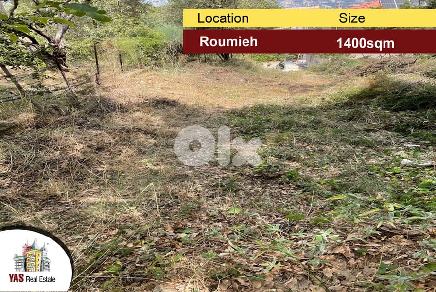 Roumieh 1400m2 | Land | Residential | Calm Area | Greenery | TS | 0