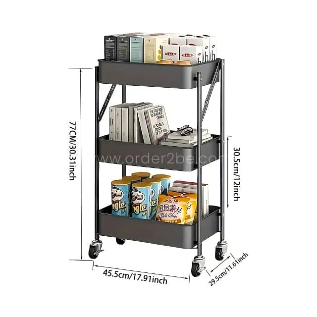 3-Tier Storage Cart | Space-Saving Organizer for Kitchen & Bath 9