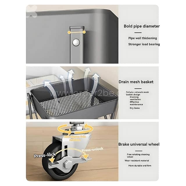 3-Tier Storage Cart | Space-Saving Organizer for Kitchen & Bath 11