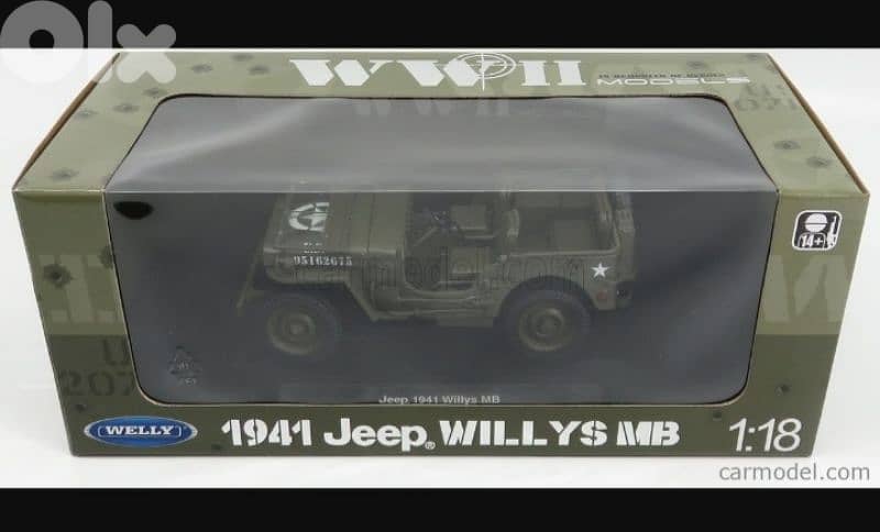Jeep Willys 1941 diecast car model 1;18. 8