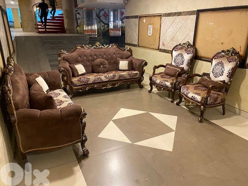 طقم كنبايات مصري حفر خشب زان 6