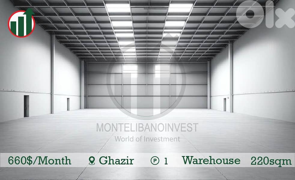 Warehouse for rent in Ghazir !! 0