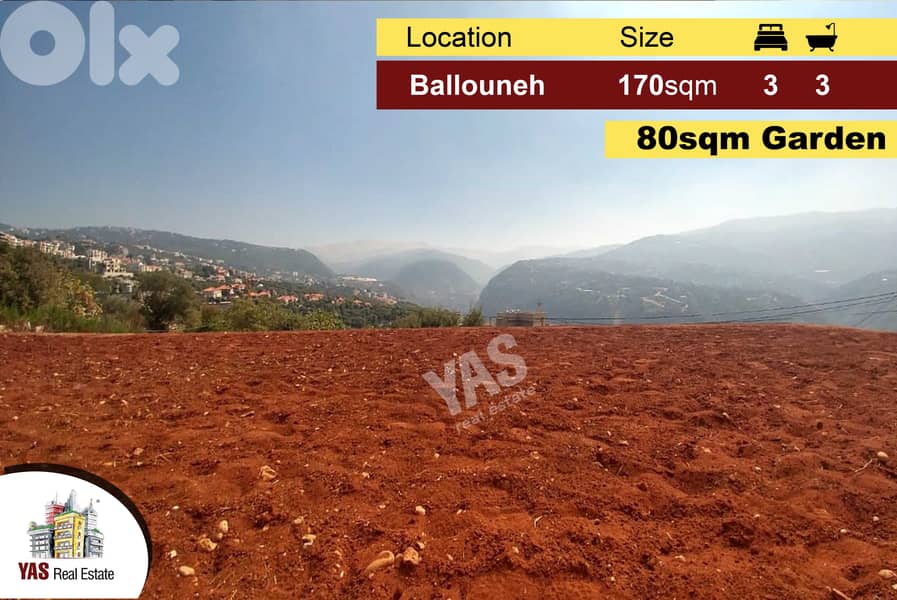 Ballouneh 170m2 + 80m2 garden - new - panoramic view- 0