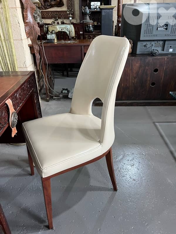 solid wood office with leather chair 5