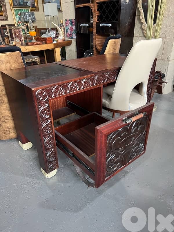 solid wood office with leather chair 6