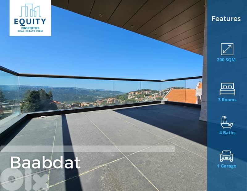 Brand New 200 SQM Apartment For Sale In Baabdat شقة للبيع #JN1309142 0