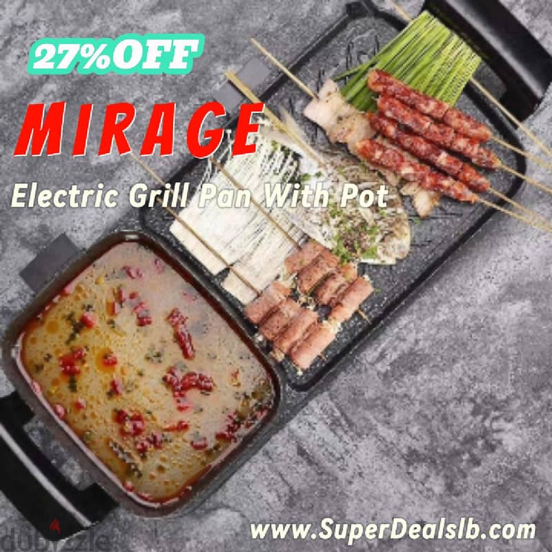 Mirage Electric Grill Pan With Pot 0
