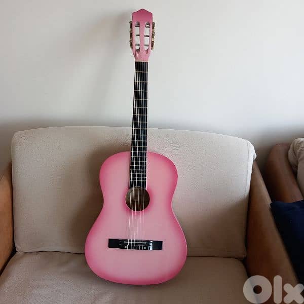 Classic  Guitar - Rose color - size 3/4 with Stand in wood 2