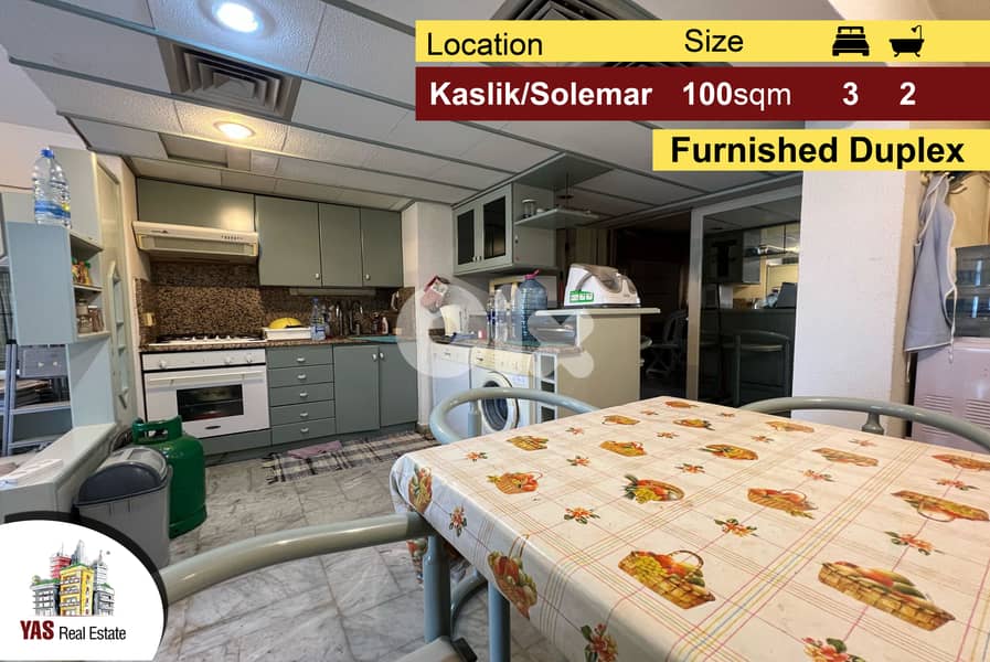 Kaslik/Solemar 100m2 | Furnished Duplex | Sea View | Classic | EH | 0