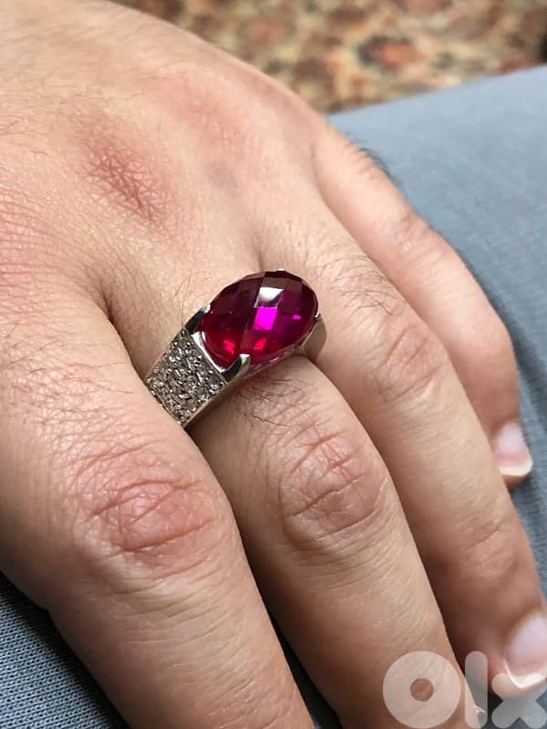 Ruby Ring silver 925 It is worn by both sexes, men and women original 3