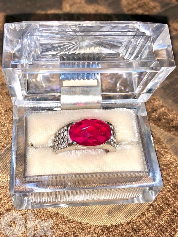 Ruby Ring silver 925 It is worn by both sexes, men and women original 6