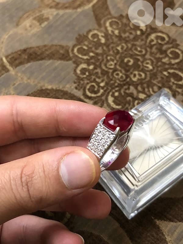 Ruby Ring silver 925 It is worn by both sexes, men and women original 8
