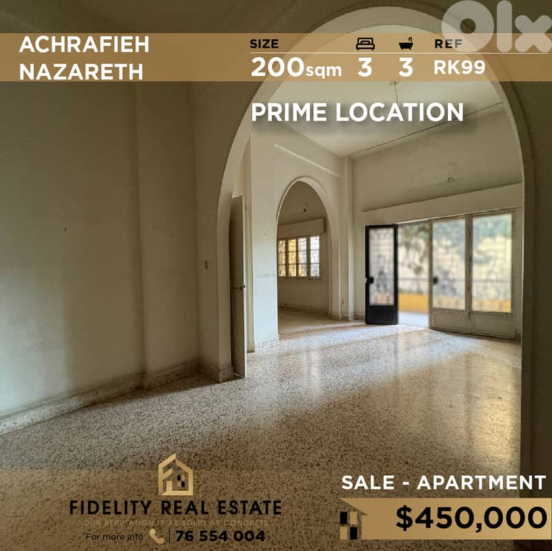 Apartment for sale in Achrafieh Nazareth RK99 0