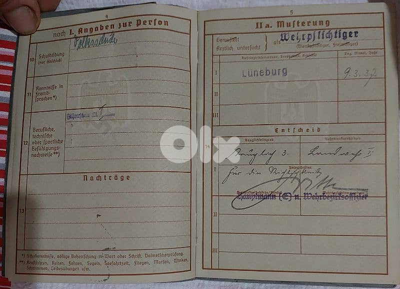 German Nazi Identification ID  for Solider World War Two WW II 3