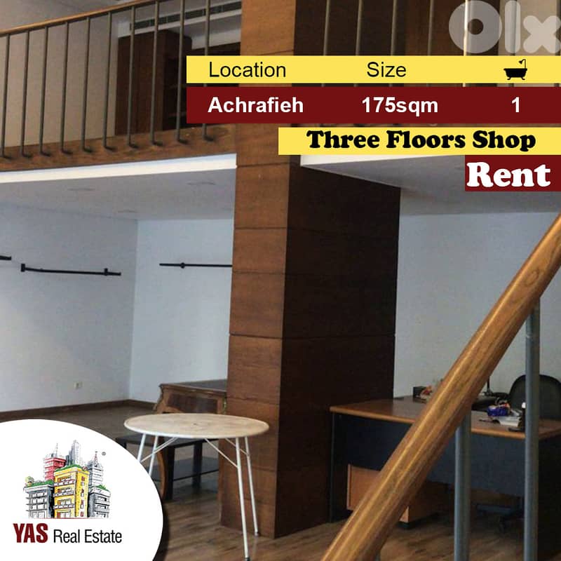 Achrafieh 175m2 | Three Floors Shop | Rent | Prime Location | MO 0