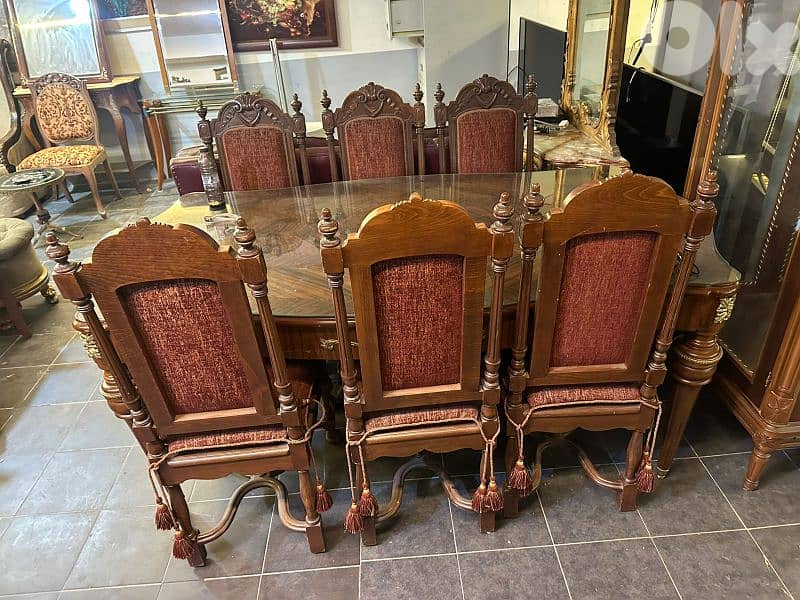 طاولة سفرة خشب زان حفر 6 كراسي ملكية 0