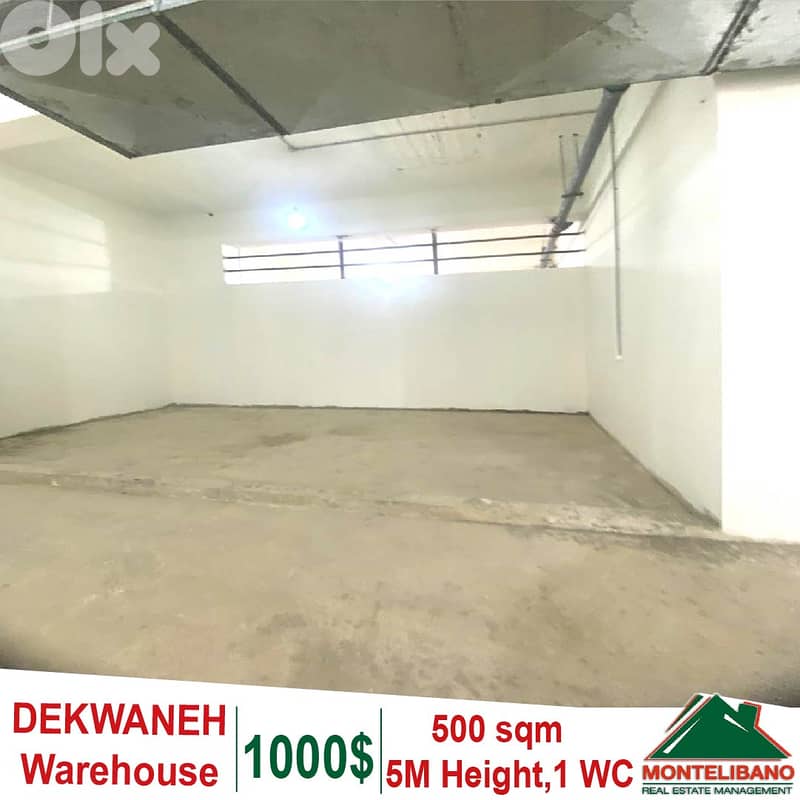 500 sqm underground Warehouse for rent in Dekwaneh !!! 0