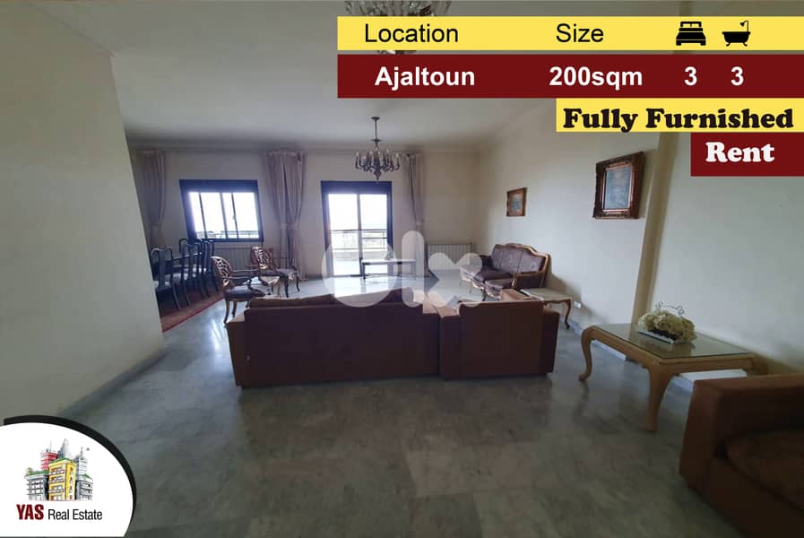 Ajaltoun 200m2 | Rent | Furnished | Open View | Classic | KH | 0