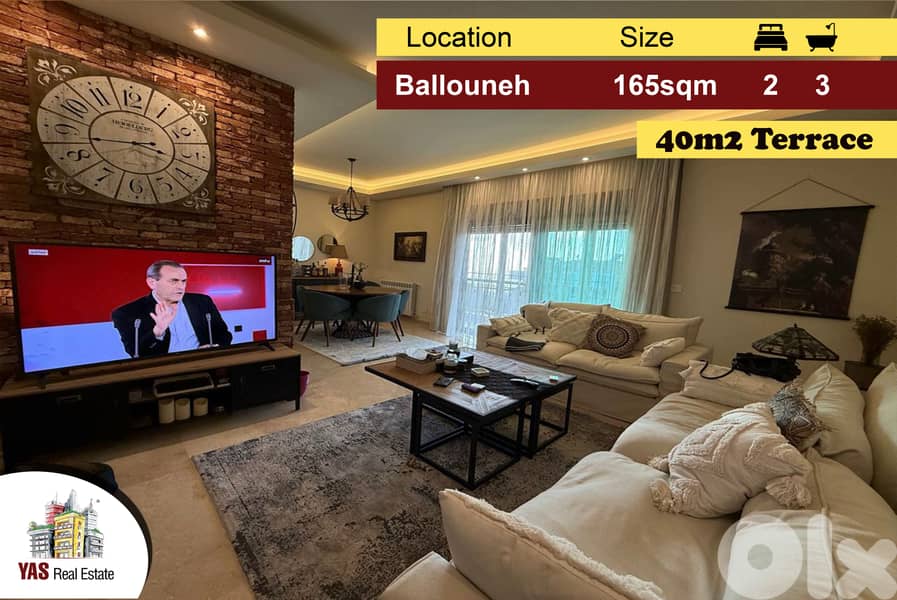 Ballouneh 165m2 | 40m2 Terrace | Private Entrance | Super Luxurious|AC 0