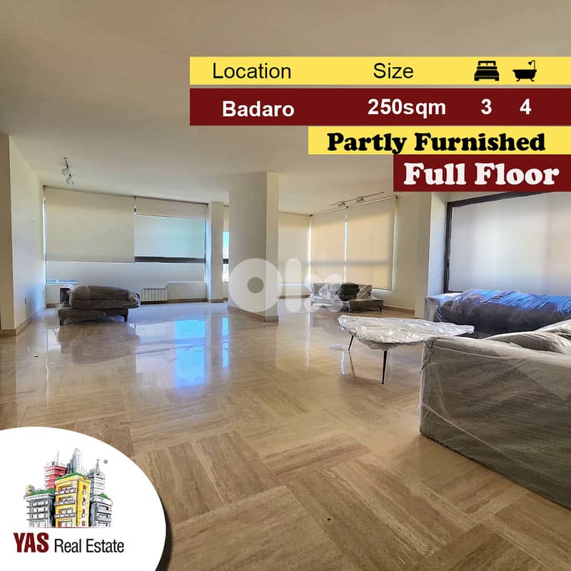 Badaro 250m2 | Full Floor | Rent | Partly Furnished | View | AC | 0