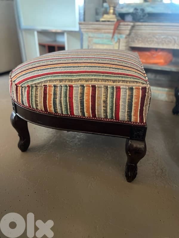 chair burger with pouf solid wood 2